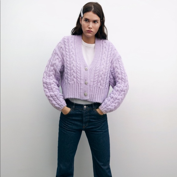 SOLD🌸Lilac Zara sweater with jewel buttons💜 - Picture 7 of 11